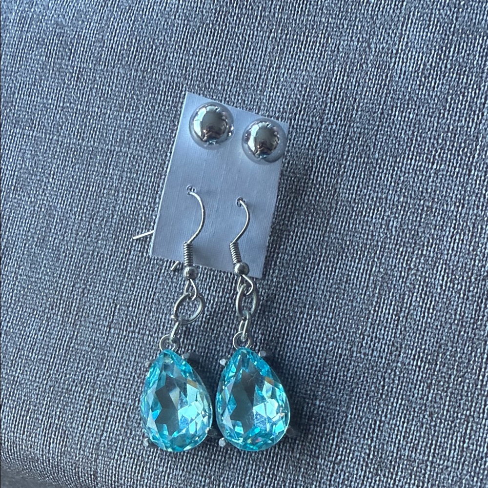 Elegant Silver and Blue Teardrop Earrings